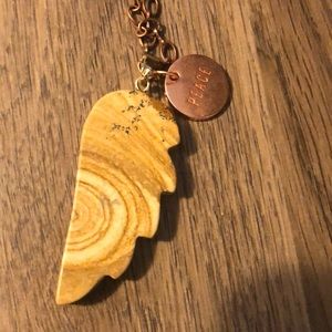 Stone Angel wing, peace necklace